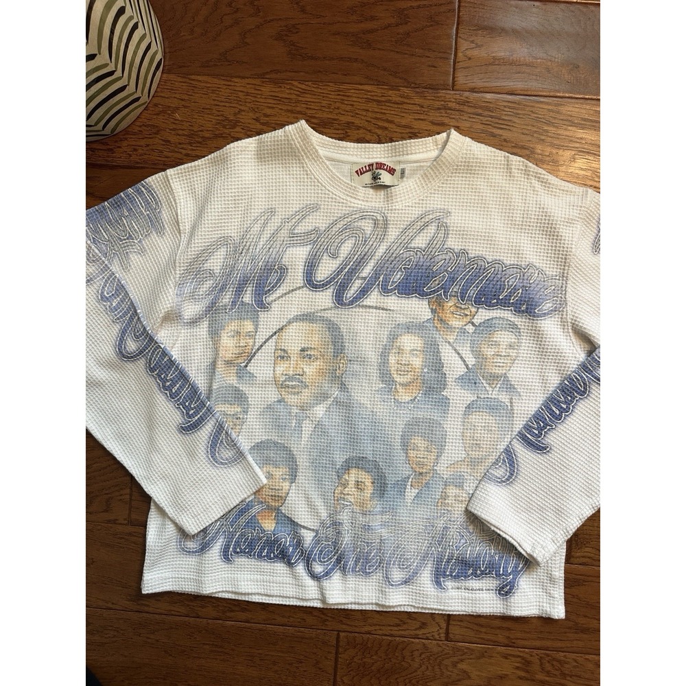 Valley Dreams MLK Honor Our History All Over Print Waffle Knit Shirt White Sz L